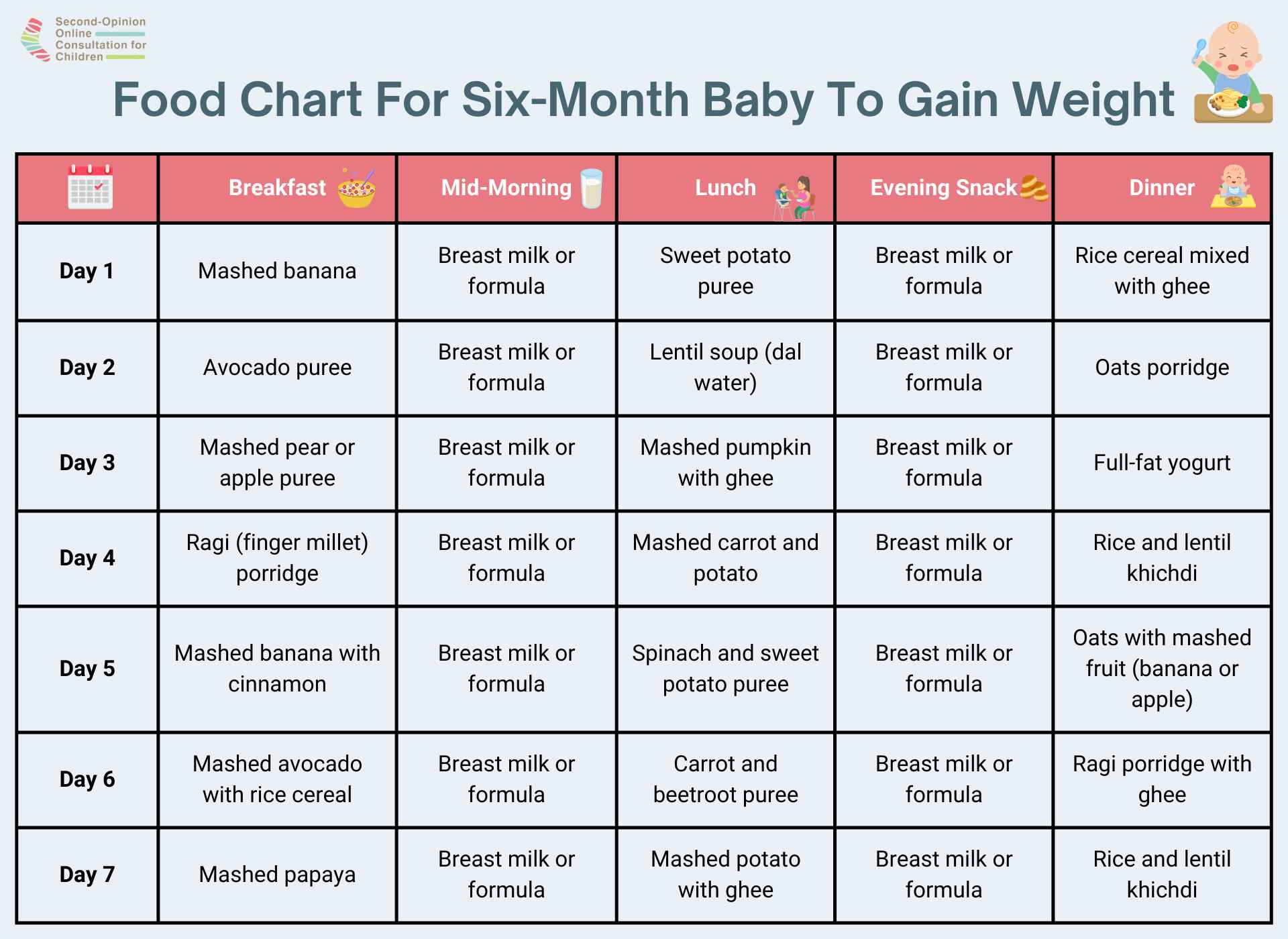 Food For 6 Month Baby To Gain Weight 10 Healthy Foods
